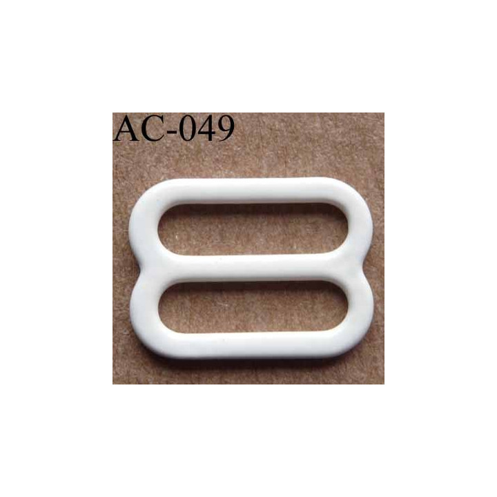 boucle de réglage métal plastifié couleur blanc cassé brillant laqué pour soutien gorge longueur 15 mm vendu à l'unité