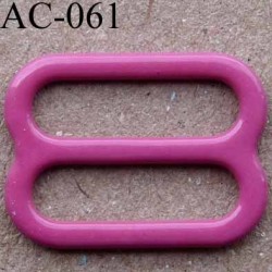 boucle de réglage métal plastifié couleur rose framboise brillant laqué pour soutien gorge longueur 15 mm vendu à l'unité