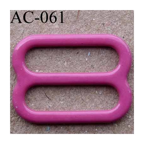 boucle de réglage métal plastifié couleur rose brillant laqué pour soutien gorge longueur 15 mm vendu à l'unité