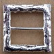 Boucle étrier carré en métal et plastique chromé argenté 2.5 cm par 2.5 cm passage intérieur 16 mm avec strass façon diamant