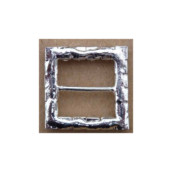 Boucle étrier carré en métal et plastique chromé argenté 2.5 cm par 2.5 cm passage intérieur 16 mm avec strass façon diamant