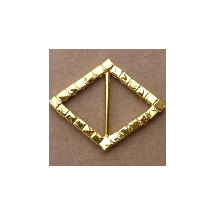 Boucle étrier losange en métal doré largeur 3.5 cm hauteur 4.5 cm passage intérieur 22 mm avec strass façon diamant