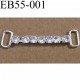 Boucle étrier brandebourg en métal chromé argenté largeur 5 cm hauteur 10 mm passage intérieur 7 mm avec strass façon diamant