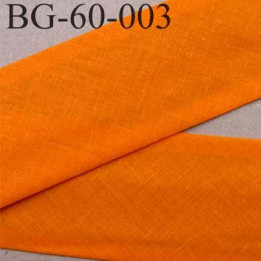 biais ruban galon a plat plié 60 +10+10 mm en coton couleur orange largeur 6 cm plus 2 fois 10 mm vendue au mètre