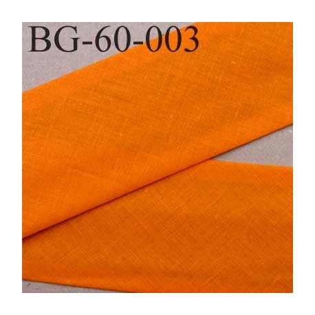 biais ruban galon a plat plié 60 +10+10 mm en coton couleur orange largeur 6 cm plus 2 fois 10 mm vendue au mètre