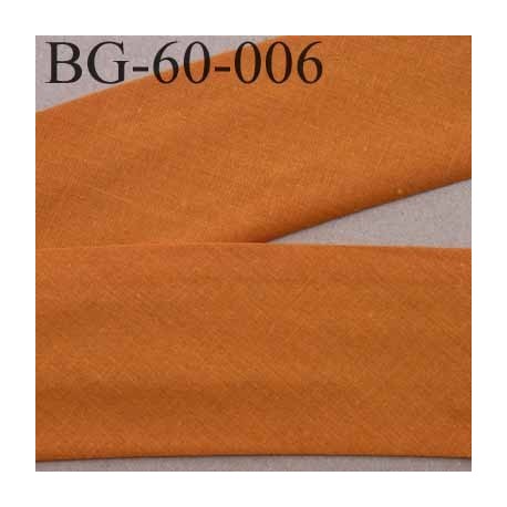 biais ruban galon a plat plié 60 +10+10 mm en coton couleur orange foncé largeur 6 cm plus 2 fois 10 mm vendue au mètre
