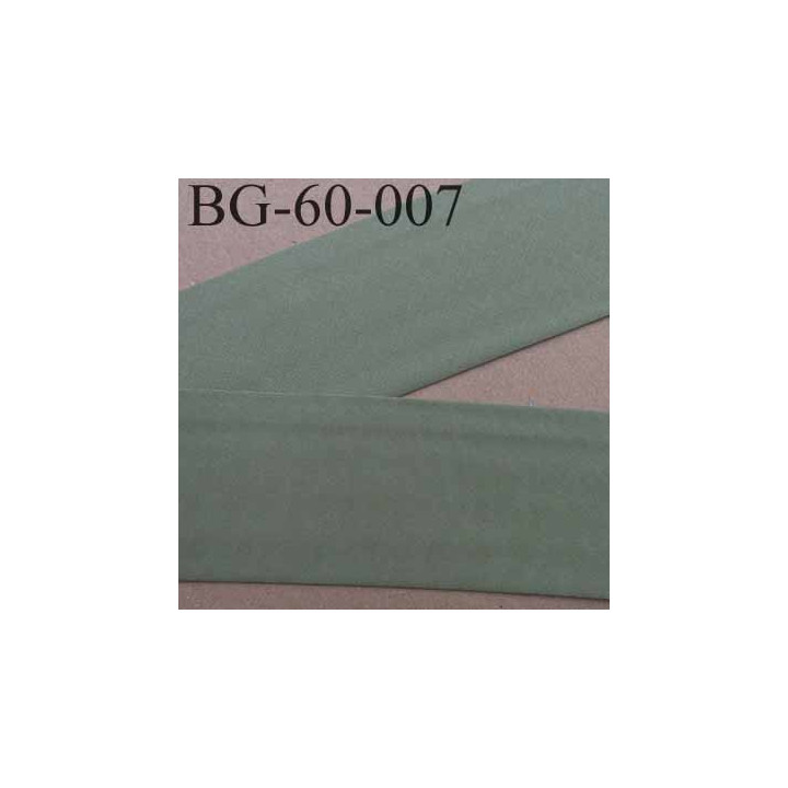 biais ruban galon a plat plié 60 +10+10 mm en coton couleur vert kaki clair largeur 6 cm plus 2 fois 10 mm vendue au mètre