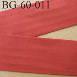 biais ruban galon a plat plié 60 +10+10 mm en coton couleur framboise rouille largeur 6 cm plus 2 fois 10 mm prix au mètre