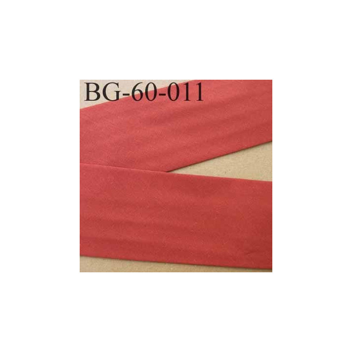 biais ruban galon a plat plié 60 +10+10 mm en coton couleur framboise rouille largeur 6 cm plus 2 fois 10 mm prix au mètre