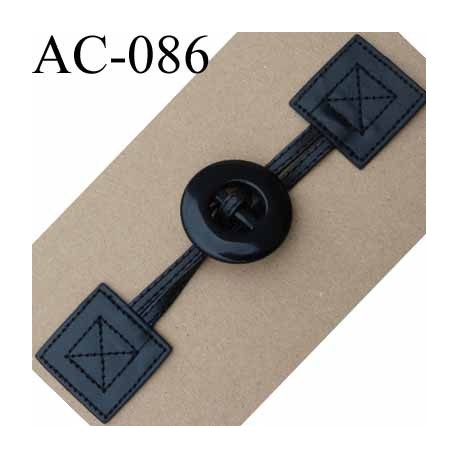brandebourg simili cuir couleur noir fermeture bouton longueur 20 cm vendu à l'unité