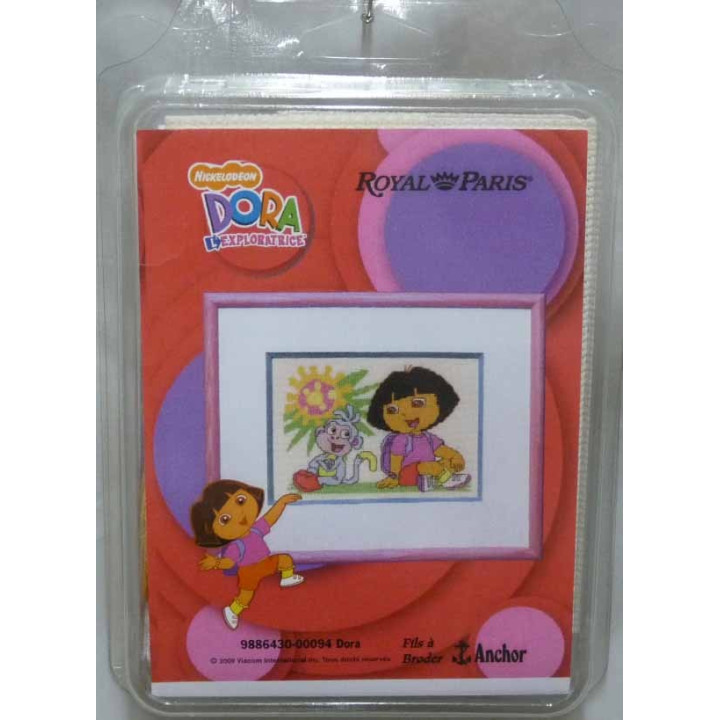 kit à broder nickelodeon DORA L'EXPLORATRICE royal paris réf 9886430.00094