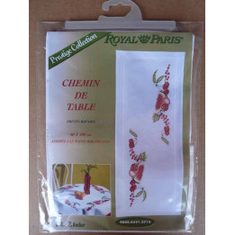chemin de table FRUITS ROUGES 40x100 cm kit à broder royal paris prestige collection ref 9880.6351.2719