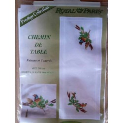 napperon chemin de table FAISANS ET CANARDS 40x100 cm kit à broder royal paris prestige collection ref 9886351.1753