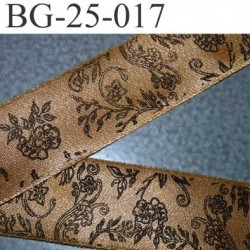 biais galon ruban satin CHRISTIAN LACROIX couleur or doré et motifs à fleurs noir superbe largeur 25 mm vendu au mètres