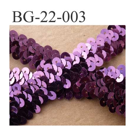 biais galon ruban élastique couleur prune violet brillant strass disque rond sequin brillant largeur 25 mm vendu au mètre