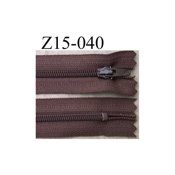 fermeture éclair longueur 15 cm couleur marron non séparable largeur 2.5 cm zip nylon largeur de la glissière zip 4 mm