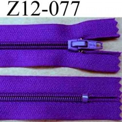 fermeture zip à glissière longueur 12 cm couleur violet foncé non séparable largeur 2.5 cm glissière nylon largeur du zip 4 mm