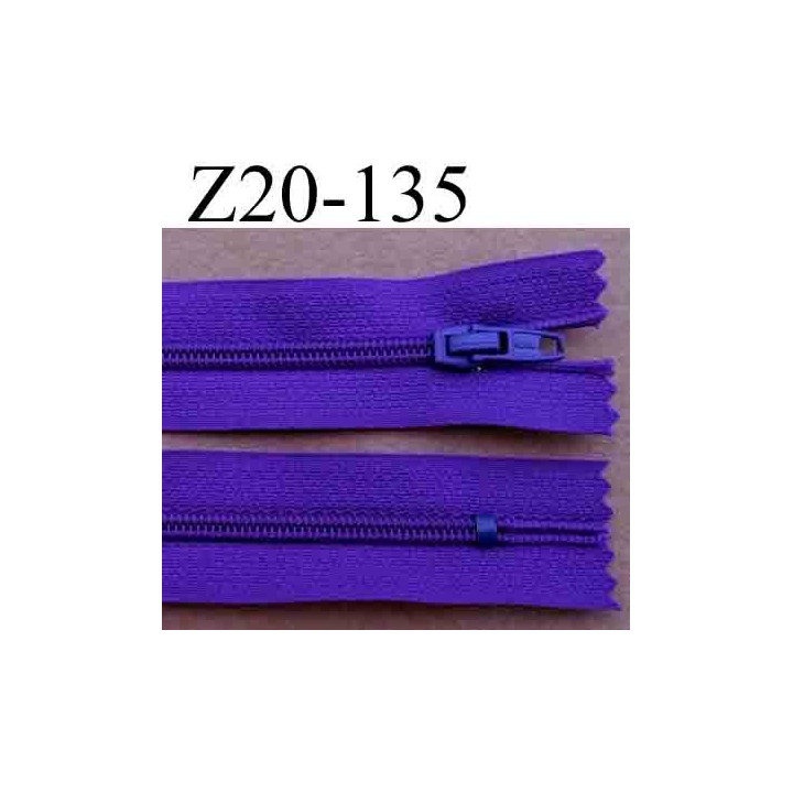 fermeture éclair longueur 20 cm couleur violet foncé non séparable largeur 2.5 cm glissière nylon largeur du zip 4 mm