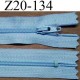 fermeture éclair longueur 20 cm couleur bleu ciel non séparable largeur 2.5 cm glissière nylon largeur du zip 4 mm