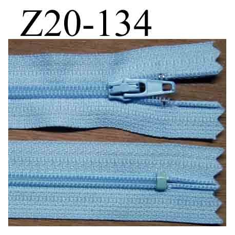 fermeture éclair longueur 20 cm couleur bleu ciel non séparable largeur 2.5 cm glissière nylon largeur du zip 4 mm
