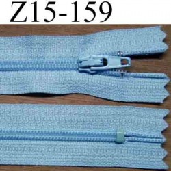 fermeture zip YKK longueur 15 cm couleur bleu ciel non séparable largeur 2.5 cm glissière nylon largeur du zip 4 mm