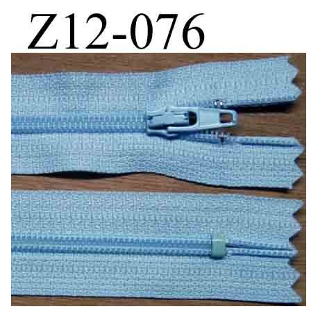 fermeture éclair longueur 12 cm couleur bleu ciel non séparable largeur 2.5 cm glissière nylon largeur du zip 4 mm