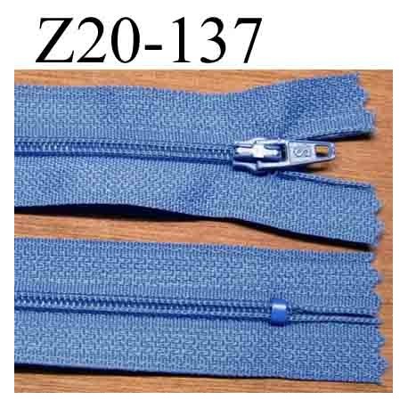 fermeture éclair longueur 20 cm couleur bleu non séparable largeur 2.5 cm glissière nylon largeur du zip 4 mm 