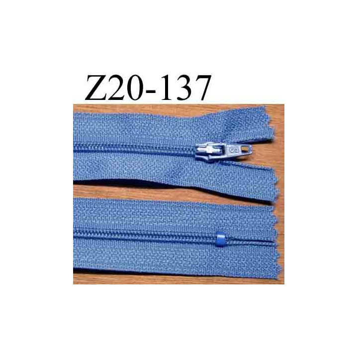fermeture éclair longueur 20 cm couleur bleu non séparable largeur 2.5 cm glissière nylon largeur du zip 4 mm 
