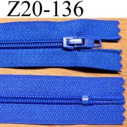 fermeture zip à glissière longueur 20 cm couleur bleu non séparable largeur 2.5 cm glissière nylon largeur du zip 4 mm