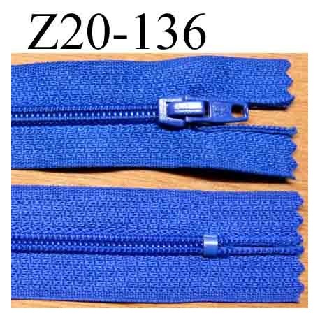 fermeture éclair longueur 20 cm couleur bleu non séparable largeur 2.5 cm glissière nylon largeur du zip 4 mm