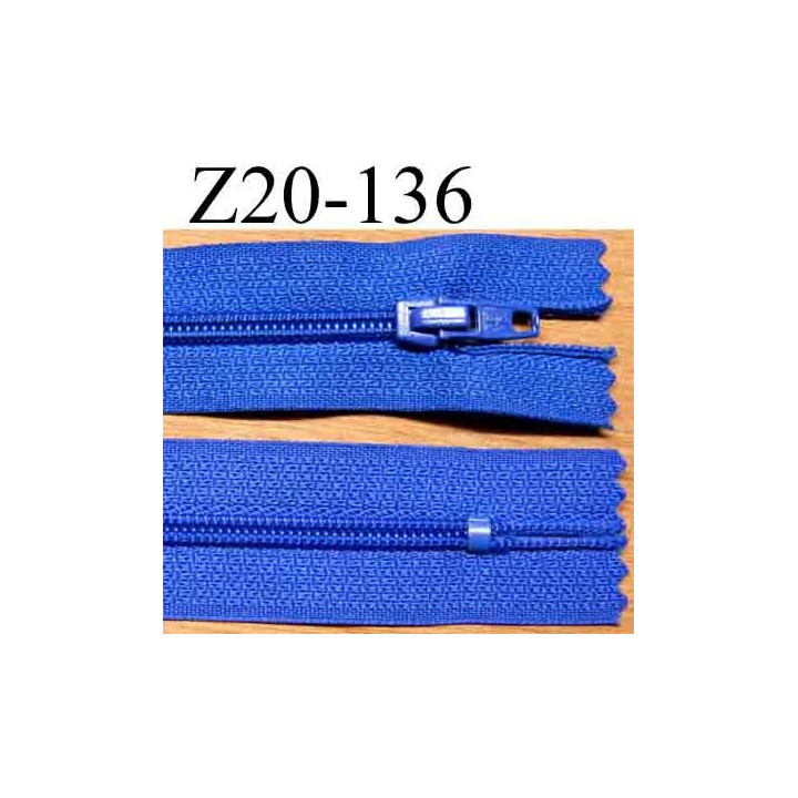 fermeture éclair longueur 20 cm couleur bleu non séparable largeur 2.5 cm glissière nylon largeur du zip 4 mm