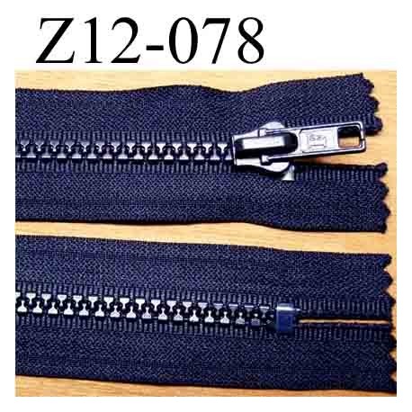 fermeture éclair longueur 12 cm couleur bleu foncé non séparable zip nylon largeur 3,2 cm largeur du zip moulé 6 mm