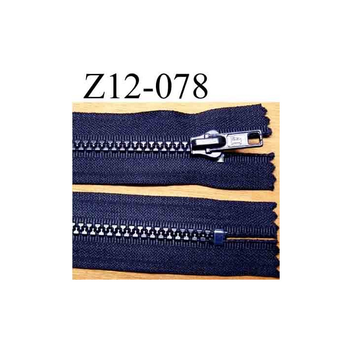 fermeture éclair longueur 12 cm couleur bleu foncé non séparable zip nylon largeur 3,2 cm largeur du zip moulé 6 mm