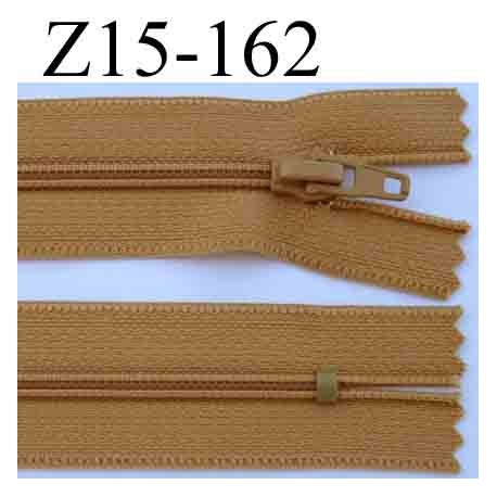 fermeture éclair longueur 15 cm couleur marron clair non séparable largeur 2.5 cm glissière nylon largeur du zip 4 mm
