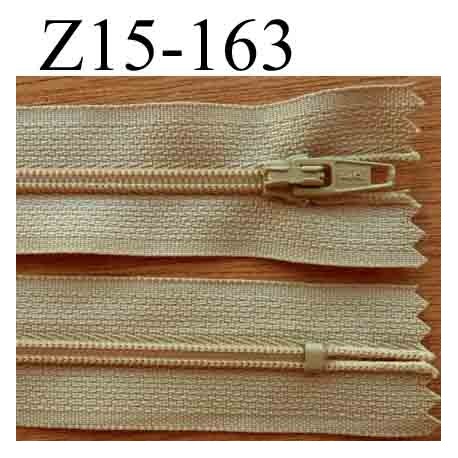 fermeture éclair longueur 15 cm couleur kaki clair non séparable largeur 2.5 cm glissière nylon largeur du zip 4 mm