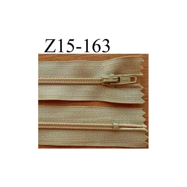 fermeture éclair longueur 15 cm couleur kaki clair non séparable largeur 2.5 cm glissière nylon largeur du zip 4 mm