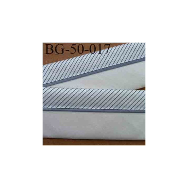 sangle biais ruban gallon haut de gamme couleur écru et gris rayures en satin largeur 5 cm souple très solide incassable
