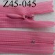 fermeture éclair invisible longueur 45 cm couleur rose non séparable largeur 2.2 cm glissière nylon largeur 4 mm