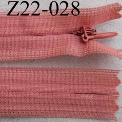 fermeture zip à glissière invisible longueur 22 cm couleur rose non séparable largeur 2.2 cm glissière nylon largeur 4 mm