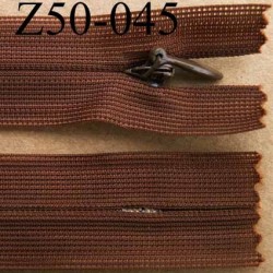 fermeture zip à glissière invisible longueur 50 cm couleur marron non séparable largeur 2.3 cm glissière nylon largeur 4 mm 