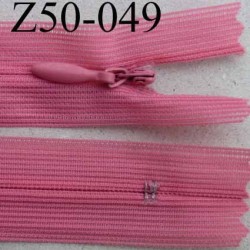 fermeture zip à glissière invisible longueur 50 cm couleur rose non séparable largeur 2.2 cm glissière nylon largeur 4 mm