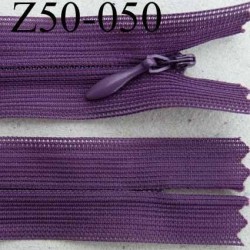  fermeture éclair invisible longueur 50 cm couleur violet non séparable largeur 2.2 cm glissière nylon largeur 4 mm