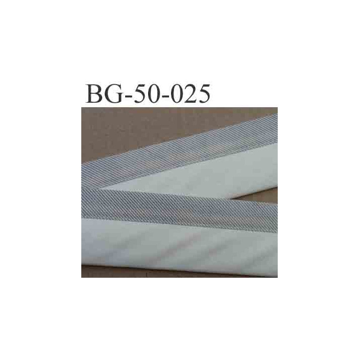 sangle biais ruban couleur écru blanc et gris a rayures en coton largeur 5 cm souple hyper solide 