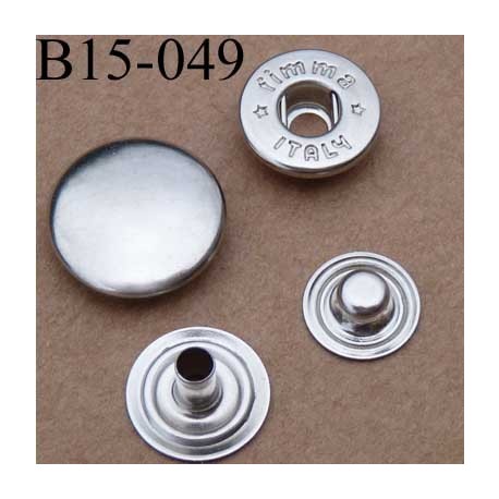 Boutons pressions 10 mm , argenté brillant ou argent noir pour