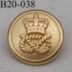 bouton 20 mm en métal doré motif couronne royale accroche avec un anneau diamètre 20 millimètres