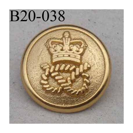 bouton 20 mm en métal doré motif couronne royale accroche avec un anneau diamètre 20 millimètres