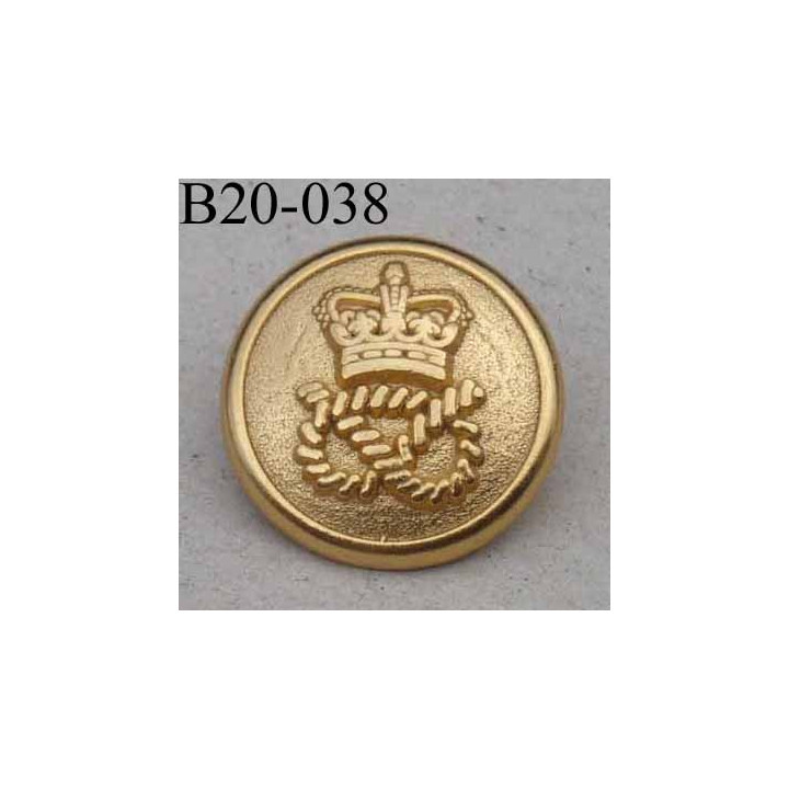 bouton 20 mm en métal doré motif couronne royale accroche avec un anneau  diamètre 20 millimètres
