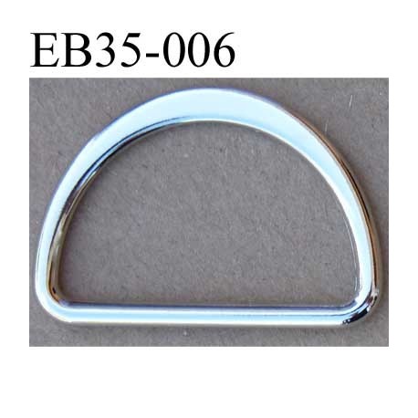 Boucle etrier anneau demi rond métal couleur chromé brillant largeur extérieur 3.5 cm intérieur 3 cm hauteur 2.5 cm