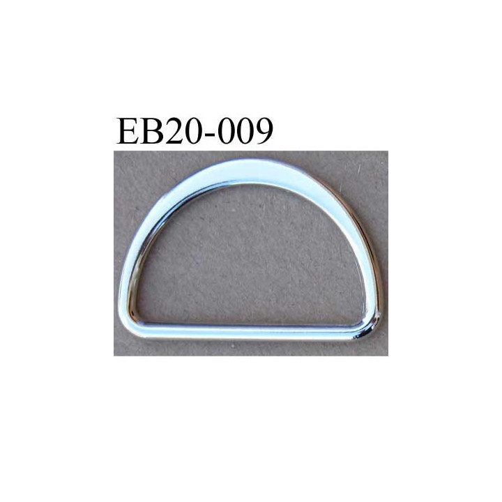 Boucle etrier anneau demi rond métal couleur chromé brillant largeur extérieur 2 cm intérieur 1.5 cm hauteur 1.3 cm