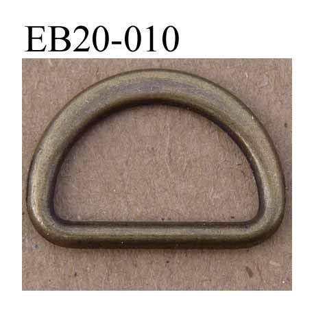 Boucle etrier anneau demi rond en métal couleur bronze largeur 2 cm intérieur 16 mm idéal pour sangle 15 mm hauteur 13 mm